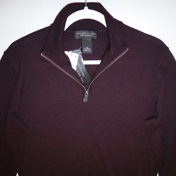 The Men's Store Bloomingdale's Sz Medium Purple 1/4 Zip Merino Wool Sweater $98 - Picture 7 of 9